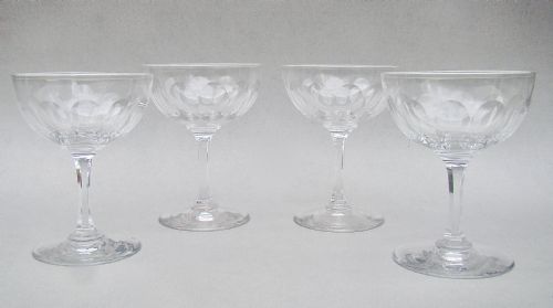 Elegant Set of Four  of Victorian Sliced-cut Champagne Coupes, Circa 1890