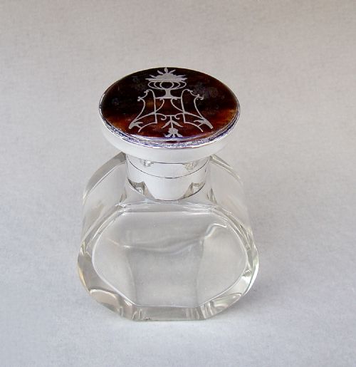 Exquisite Edwardian Silver & Tortoiseshell Scent Bottle by Levi & Salaman, Birmingham 1909
