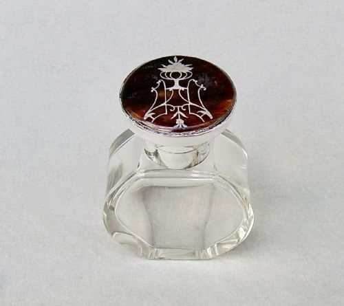 fig 1. EXQUISITE EDWARDIAN SILVER & TORTOISESHELL SCENT BOTTLE BY LEVI & SALAMAN, BIRMINGHAM 1909