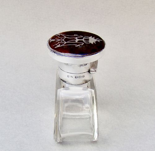 fig 3. EXQUISITE EDWARDIAN SILVER & TORTOISESHELL SCENT BOTTLE BY LEVI & SALAMAN, BIRMINGHAM 1909