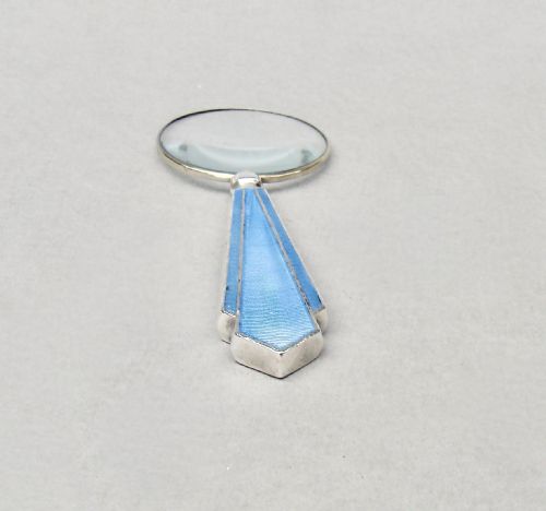 fig 2. SMALL ART DECO SILVER & GUILLOCHE ENAMEL MAGNIFYING GLASS , BIRMINGHAM 1938
