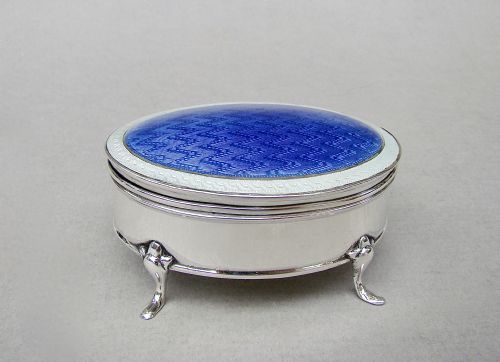 fig 1. EDWARDIAN SILVER AND GUILLOCHE ENAMEL JEWELLERY BOX BY C.E. TURNER, CHESTER 1908