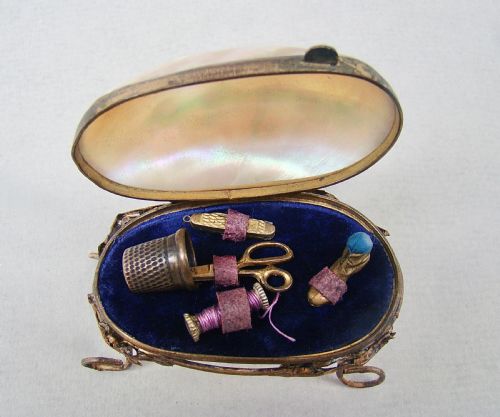 fig 3. RARE FRENCH PALAIS ROYAL MOTHER OF PEARL SEWING COMPANION, CIRCA 1880