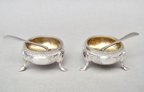 Delightful Pair of Victorian Solid Silver Salts by Martin Hall & Co, London 1874