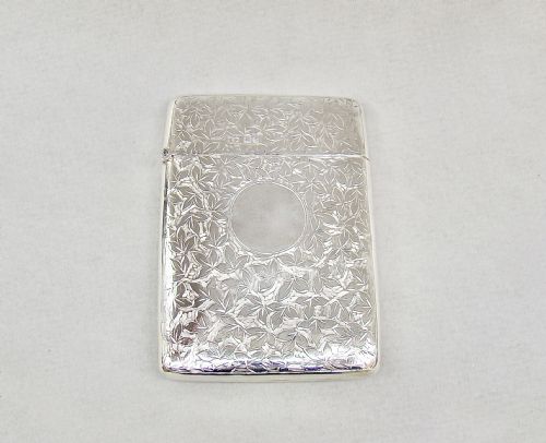 fig 1. ELEGANT EDWARDIAN SOLID SILVER CARD CASE BY ROBERT PRINGLE & SONS, CHESTER 1907