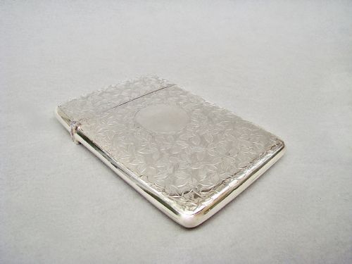 fig 2. ELEGANT EDWARDIAN SOLID SILVER CARD CASE BY ROBERT PRINGLE & SONS, CHESTER 1907