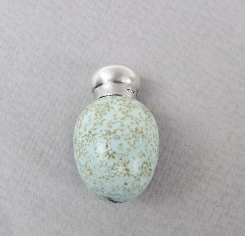 Rare Victorian Silver Macintyre Speckled Egg Scent Bottle by Saunders & Shepherd, Birmingham 1891