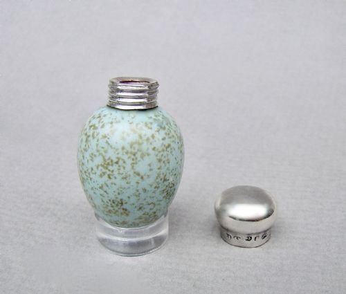 fig 2. RARE VICTORIAN SILVER MACINTYRE SPECKLED EGG SCENT BOTTLE BY SAUNDERS & SHEPHERD, BIRMINGHAM 1891