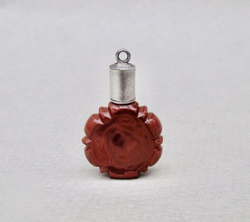 RARE MINIATURE SILVER LITHYALIN GLASS CHATELAINE SCENT BOTTLE CIRCA 1860 - ADDITIONAL PHOTO 5