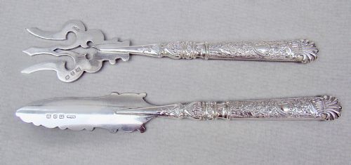 fig 2. RARE CASED VICTORIAN SILVER BUTTER KNIFE AND BREAD FORK SET BY ELKINGTON & CO, BIRMINGHAM 1899