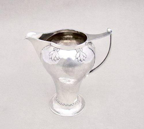 fig 1. RARE A. E. JONES ARTS & CRAFT SILVER JUG, BIRMINGHAM 1913