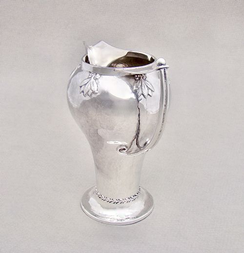 fig 3. RARE A. E. JONES ARTS & CRAFT SILVER JUG, BIRMINGHAM 1913