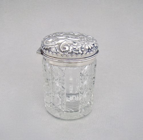 fig 2. GOOD VICTORIAN SILVER MOUNTED SLICED-CUT GLASS DRESSING TABLE JAR, BIRMINGHAM 1891