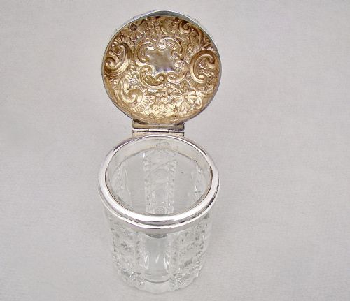 fig 3. GOOD VICTORIAN SILVER MOUNTED SLICED-CUT GLASS DRESSING TABLE JAR, BIRMINGHAM 1891