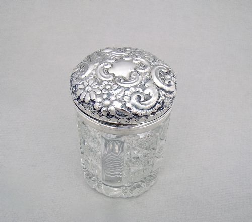 fig 1. GOOD VICTORIAN SILVER MOUNTED SLICED-CUT GLASS DRESSING TABLE JAR, BIRMINGHAM 1891