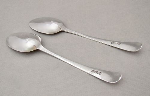fig 1. SUPERB PAIR OF GEORGIAN SILVER TABLE SPOONS BY CHARLES HOUGHMAN , LONDON 1784