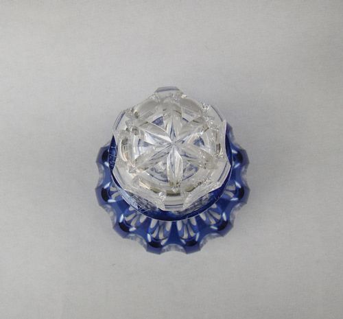 fig 2. BEAUTIFUL BOHEMIAN BRISTOL BLUE OVERLAY GLASS DECANTER, CIRCA 1890