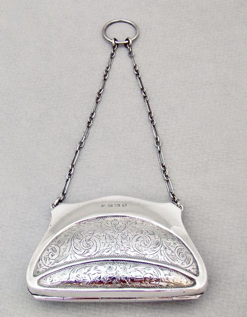 Superb George V Silver Cocktail Purse by Charles Green & Co,  Birmingham 1917
