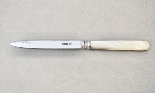 George V Silver and Mother of Pearl Letter Opener by Allen & Darwin, Sheffield 1912