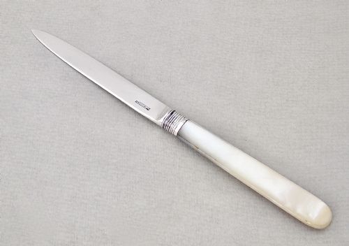 fig 2. GEORGE V SILVER AND MOTHER OF PEARL LETTER OPENER BY ALLEN & DARWIN, SHEFFIELD 1912