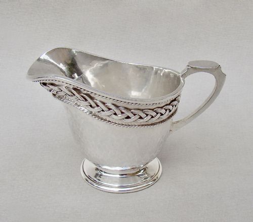 fig 1. FABULOUS ARTS & CRAFT SILVER CREAM JUG BY A E JONES, BIRMINGHAM 1920