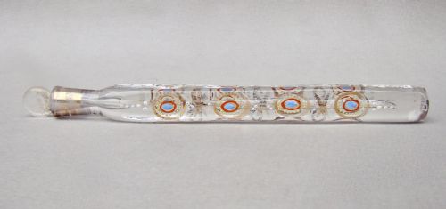 Unusual Large Oxford Lavender Gilt & Polychrome Enamel Scent Bottle, Circa 1860