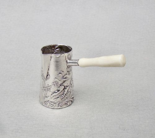 19th C Miniature Hanau Silver Brandy Warmer,  Import Marks for London 1895