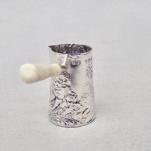 fig 2. 19TH C MINIATURE HANAU SILVER BRANDY WARMER, IMPORT MARKS FOR LONDON 1895