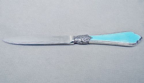 fig 1. FABULOUS VICTORIAN SILVER AND GUILLOCHE ENAMEL LETTER OPENER BY WILLIAM HUTTON & SONS, LONDON 1885