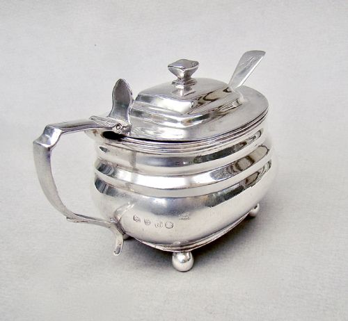 fig 2. GOOD GEORGIAN SILVER MUSTARD POT & MATCHING SPOON BY SARAH & JOHN BLAKE, LONDON 1819