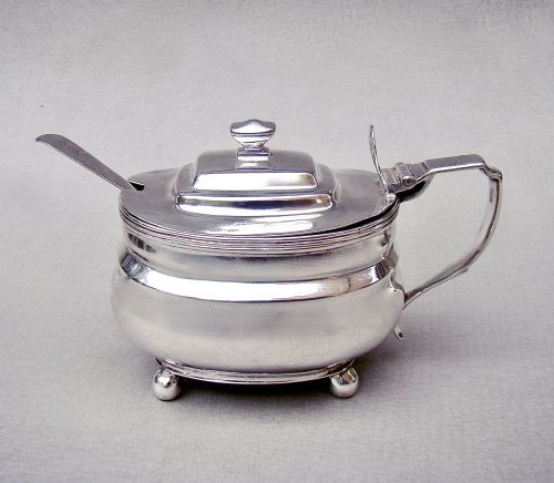 Good Georgian Silver Mustard Pot & Matching Spoon by Sarah & John Blake, London 1819