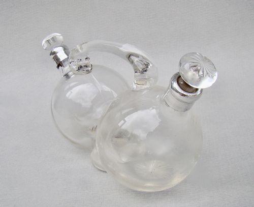 fig 1. EDWARDIAN SILVER MOUNTED OIL & VINEGAR BOTTLE SET BY HENRY PERKINS & SONS, LONDON 1908