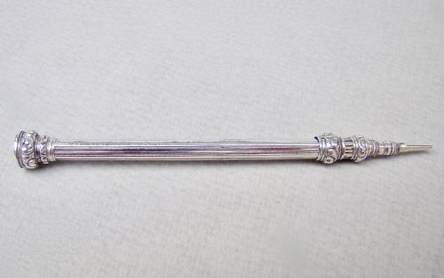 Sampson Mordan Silver Propelling Pencil with Bloodstone Seal, Circa 1880