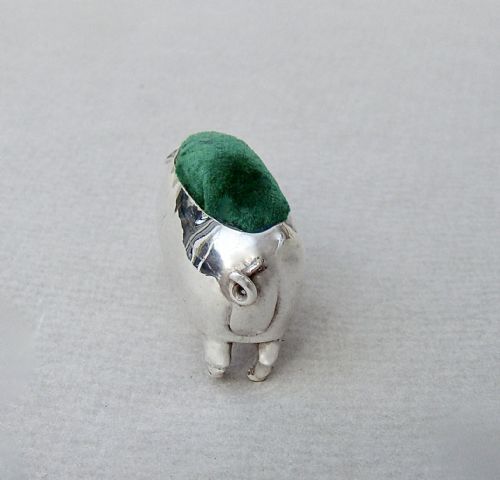 fig 3. EDWARDIAN SILVER PIG PIN CUSHION BY ADIE & LOVEKIN, BIRMINGHAM 1902