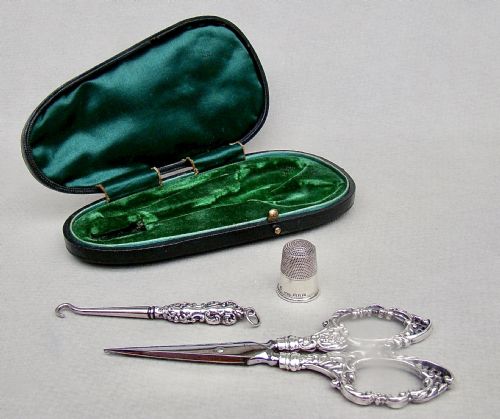 fig 1. VICTORIAN SILVER CASED SEWING SET BY LEVI & SALAMAN, BIRMINGHAM 1898