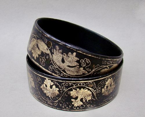 Rare Pair of Regency Papier Mache Wine Coasters, Circa 1820