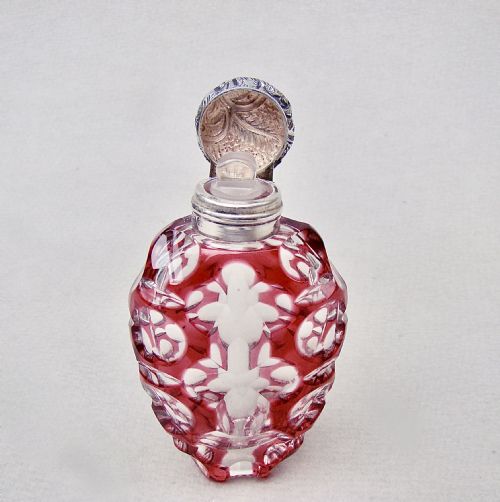 fig 3. RARE EDWARDIAN SILVER & OVERLAY CRANBERRY GLASS SCENT BOTTLE BY CHARLES MAY, BIRMINGHAM 1901