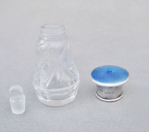 fig 3. DELIGHFUL ART DECO SILVER & GUILLOCHE ENAMEL SCENT BOTTLE BY THE ADIE BROTHERS, BIRMINGHAM 1925