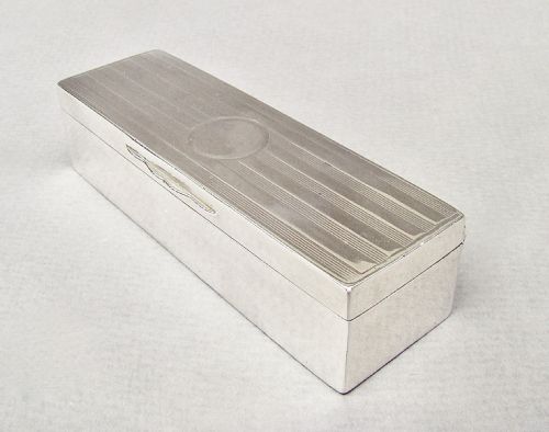 fig 1. SUPERB ART DECO SILVER CUFFLINKS BOX / JEWELLERY BOX, LONDON 1926