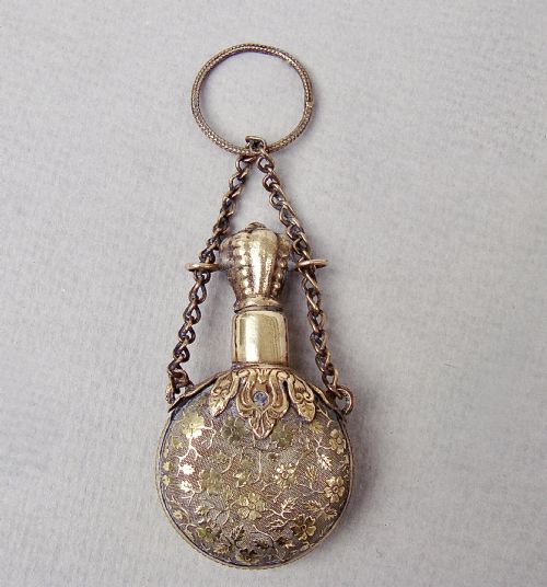 Charming 19th Century French Ormulu Chatelaine Miniature Scent Bottle, Circa 1890
