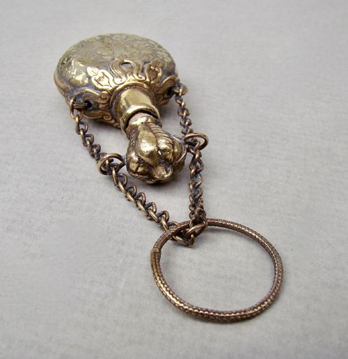 fig 2. CHARMING 19TH CENTURY FRENCH ORMULU CHATELAINE MINIATURE SCENT BOTTLE, CIRCA 1890