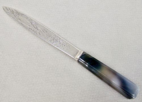 fig 1. STUNNING VICTORIAN SILVER AND AGATE LETTER OPENER BY EDWARD HUTTON, LONDON 1892