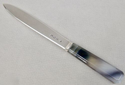 fig 2. STUNNING VICTORIAN SILVER AND AGATE LETTER OPENER BY EDWARD HUTTON, LONDON 1892