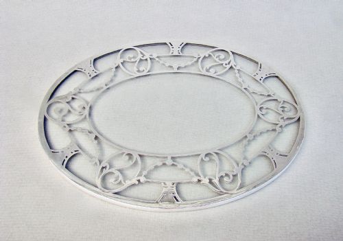 Unusual Silver Mounted Oval Glass Teapot Stand, Circa 1930