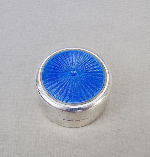 Exquisite French Silver and Guilloche Enamel Pill Box, Circa 1910