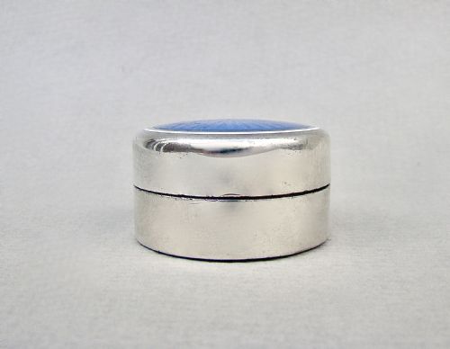 fig 2. EXQUISITE FRENCH SILVER AND GUILLOCHE ENAMEL PILL BOX, CIRCA 1910