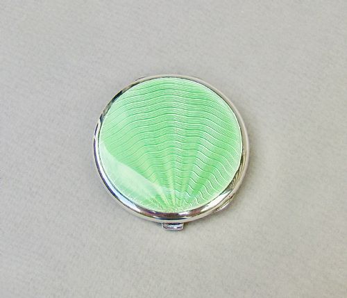 Stunning Art Deco Silver & Guilloche Enamel Compact by Joseph Gloster, Birmingham 1933