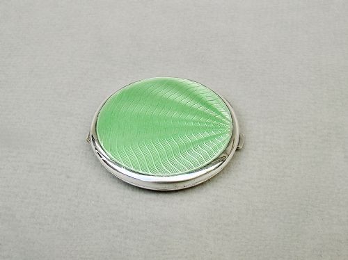 fig 1. STUNNING ART DECO SILVER & GUILLOCHE ENAMEL COMPACT BY JOSEPH GLOSTER, BIRMINGHAM 1933