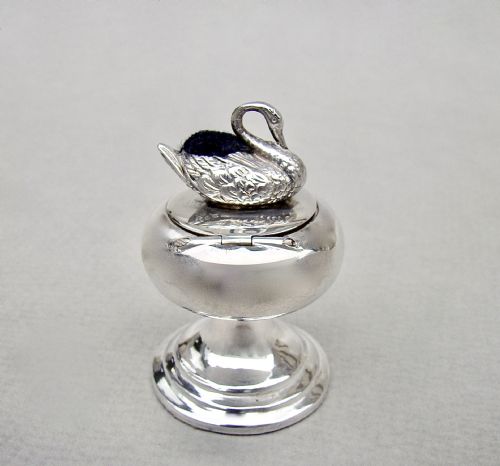 fig 1. RARE GEORGE V SILVER PILL BOX/ PIN CUSHION BY ADIE & LOVEKIN, BIRMINGHAM 1911