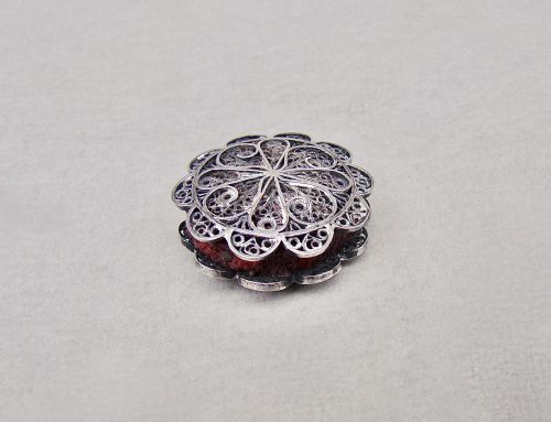 fig 1. RARE GEORGIAN SILVER FILIGREE WHEEL PIN CUSHION, CIRCA 1790